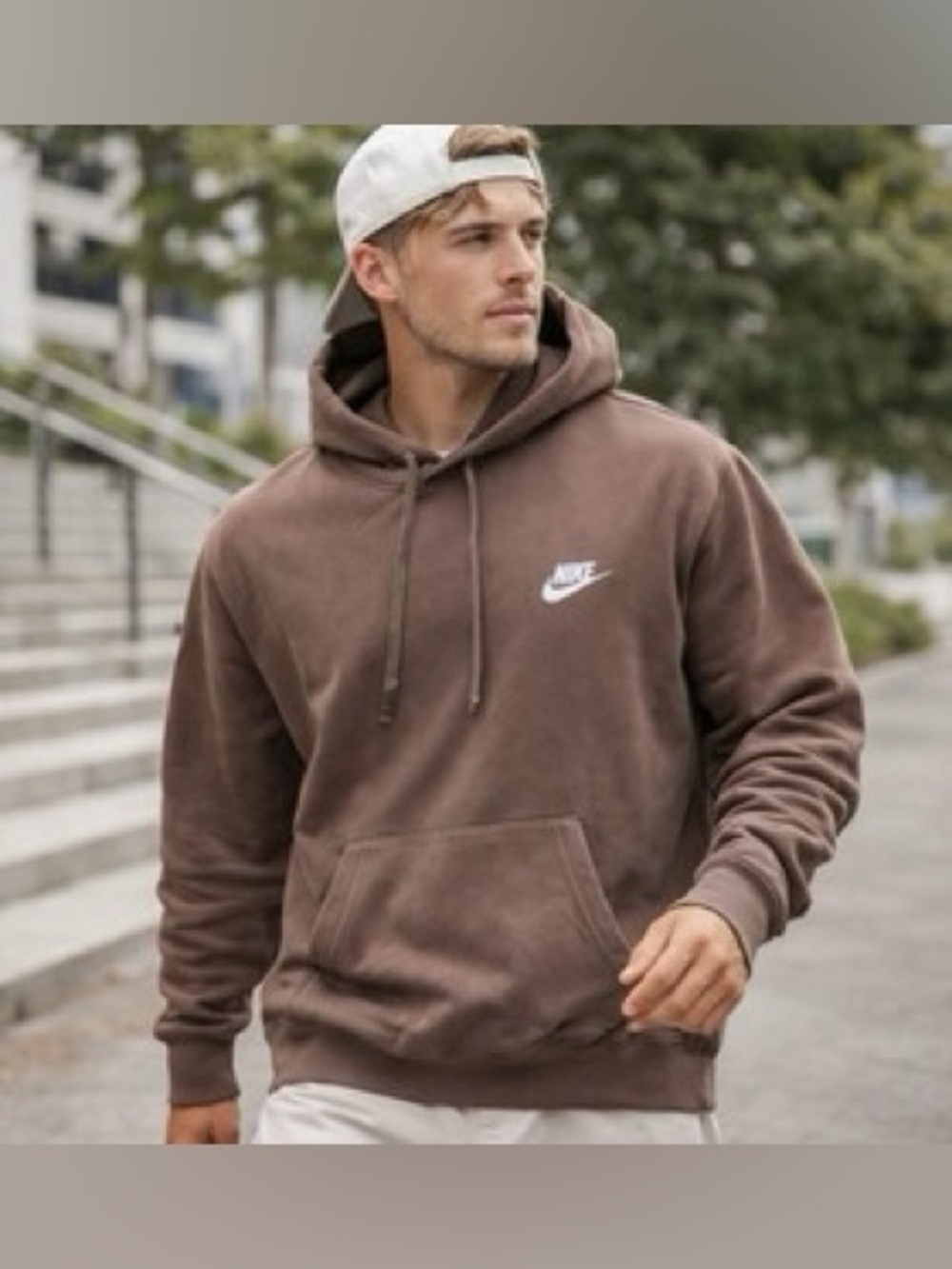 New Nike Men's Pullover Hoodie Fleeced White Swoosh Logo Embroidered XL  $90